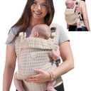 Grownsy Baby Carrier Newborn to Toddler (7-44lbs), Ergonomic & Cozy Wraps with One-Click Buckle, Mesh & Head Support for Hands-Free Comfort, Silver Gray (Almond Beige)