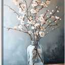 daktenn Floral Canvas Wall Art Bathroom Wall Art Pictures Wall Decor Home Decor Wall Decor for Bedroom Livingroom 12x16 Inches (Botanical Serenity: Blush Blooms & Mercury Glass)