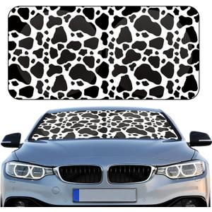 Windshield Sun Shade Foldable Car Front Window Covers for Car Accessories Sun Heat UV Rays Visor Protector Protection for Universal Cars SUV Truck(Cow Print)