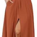  BTFBM Women 2026 Spaghetti Strap Midi Summer Dresses Sleeveless V Neck Cutout Slit Casual Beach Party Maxi Dress Pockets Size Small