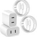 iPhone Fast Charger,Dual Port USB C iPhone Charger Fast Charging [Apple MFi Certified] 2Pack 2in1 Adapter Quick Apple Chargers 6FT Lightning Cable for iPhone 14 Pro Max/13 Pro/12 Mini/11Pro/XS/XR/X/SE (White)