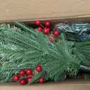 3 FT Mini Tabletop Christmas Tree, Artificial Christmas Tree with 80 LED Light Beads and 170 PE+PVC Branch Tips Battery Powered, Pine Cones and Red Berries Included for DIY Xmas Decorations