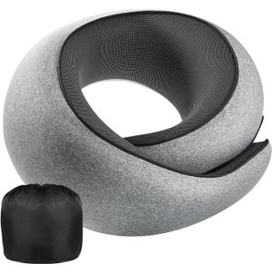 Neck Pillow Airplane,100% Pure Memory FoamTravel Neck Pillow Travel Neck Support Ergonomic &Portable Design Best for Sleeping Plane Car Train Office Flight (Small Grey)