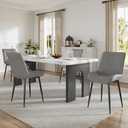 VECELO Dining Chairs Set of 2 Modern Upholstered Faux Leather Cushion Seat and Metal Legs for Kitchen, Living Room, Grey