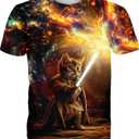 RAISEVERN Mens T-Shirts Cool Novelty Crewneck Short Sleeve Funny Graphic Top Casual Tees for Women (XXL)