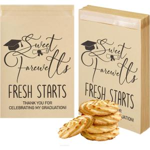 Graduation Candy Bags 100 Pack, 5.1x7.1 Inch Kraft Paper Cookie Graduation Treat Bags with Self-Seal, Grad Party Favors for 2026, Candy Buffet Bags for Congrats Grad, Classroom School Snack Bags