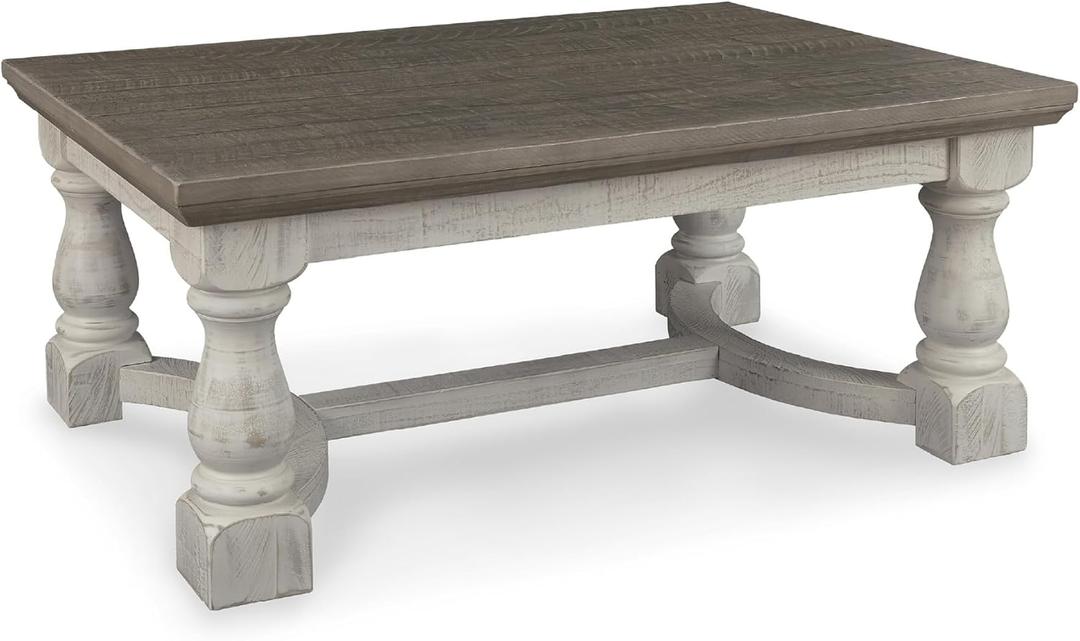 Signature Design by Ashley Havalance Farmhouse Rectangular Coffee Table, Gray & White with Weathered Finish