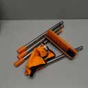 2 in 1 Floor Scrub Brush Grout Brush with 57.8" Long Handle,120°Rotatable Shower Tile Grout Cleaner Scrubber,V-Shaped Corner Brush for Hard to Reach Areas (Orange)