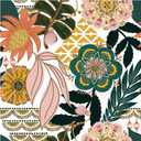 HAOKHOME Boho Peel and Stick Wallpaper Tropical Floral Removable Contact Paper Stick on Wallpaper for Accent Wall Living Room 17.3in x 118in (Yellow/Pink/Green)