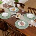 SHACOS Round Placemats Set of 4 Woven Braided Table Placemats 15 inch Cotton Polyester Place Mats Washable Table Mats Indoor Outdoor, Sage Green