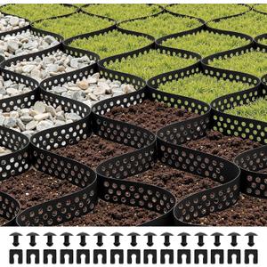 VEVOR Gravel Grid, 2 Inch Depth, 32.81 x 9.84 FT / 10000 x 3000 mm, 1880 LBS Per Sq ft Grass Ground Retainer, Permeable Geo Grids Driveway Stabilization, for Garden, Patio, Walkway, RV Parking Slopes