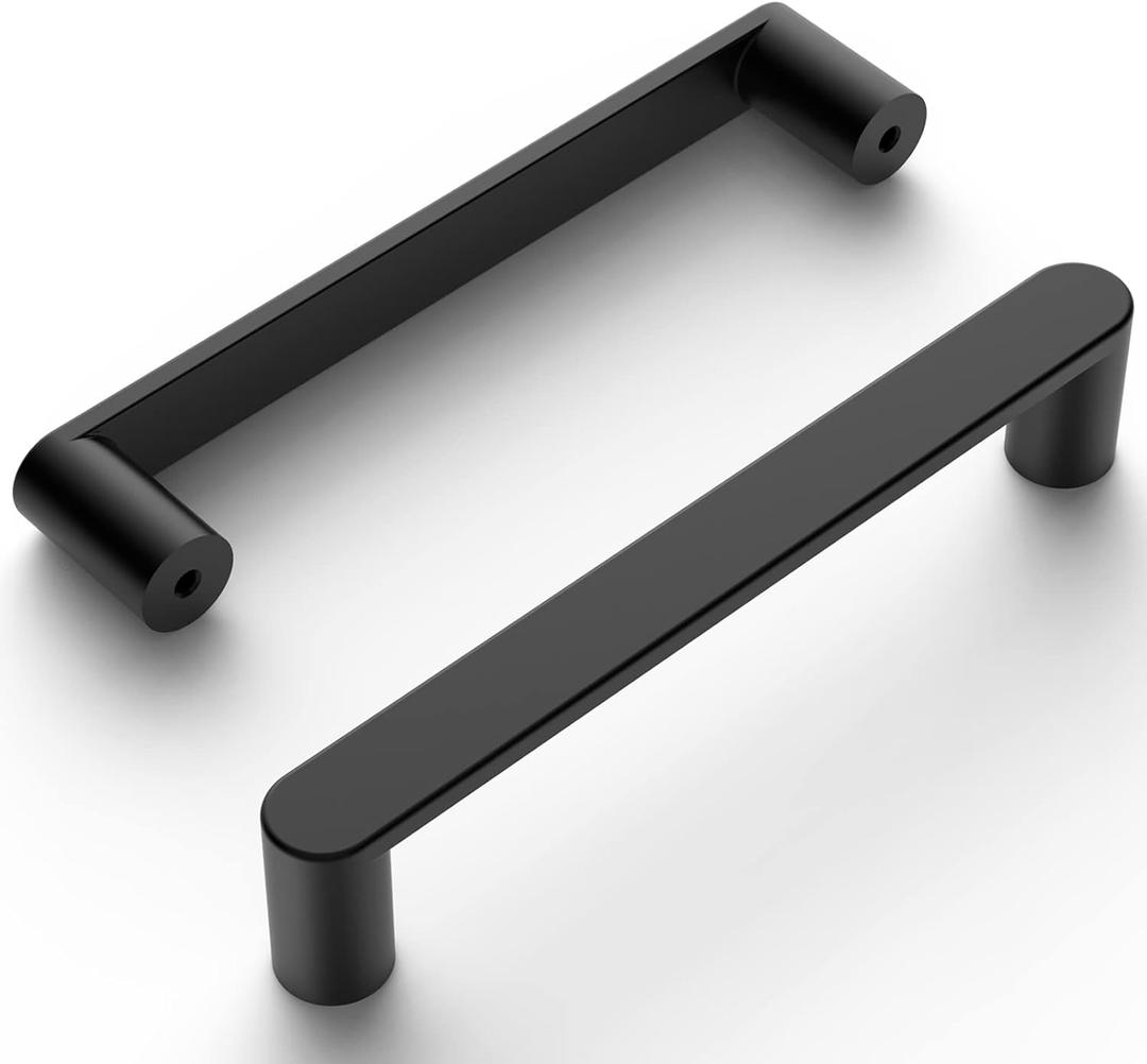 Amerdeco 10 Pack ZH0005MB Matte Black 5 Inch(128mm) Hole Centers Kitchen Cabinet Pulls Hardware Modern Kitchen Handles for Cabinets Cupboard Handles Drawer Pulls