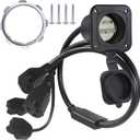 KUNCAN 15A AC Port Plug - 125V Power Inlet Socket with Dual 18 Inch Extension Cord, NEMA 5-15 Plug Flanged Inlet with Waterproof Cover Outdoor Extension Cable, Shore Power Outlet for RV Boat Trailer