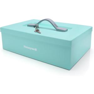 Honeywell Safes & Door Locks - Small Safe Box for Home - Fire Resistant Documents Lock Box with Keys - Steel Security with Key Lock for Personal Items, Jewelry, Money - 0.17 Cubic Feet - Teal - 6124TL