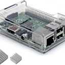 iUniker Raspberry Pi 3B+ Case - Transparent with Heatsink - Access to All Ports