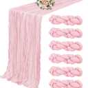 6 Pack Light Pink Cheesecloth Table Runner 10FT Boho Gauze Fabric Table Runner 35 x 120 Inch Spring Rustic Sheer Runner for Wedding Birthday Baby Shower Table Decoration