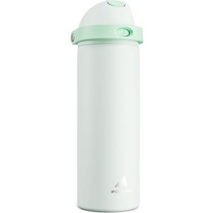 POWCAN 24 oz Vacuum Water Bottle for Office: Spill Proof Lid with Straw, Lightweight, Double Walled, BPA-Free, Insulated Stainless Steel Flask for College, Travel, Sport, Daily Use, Gift (Mint Green)