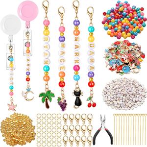 Suncalla 653pcs Charms Lip Gloss Keychain Making Kit Personalized Charm Jewelry Chain for DIY Supplies Bag Custom Keychains