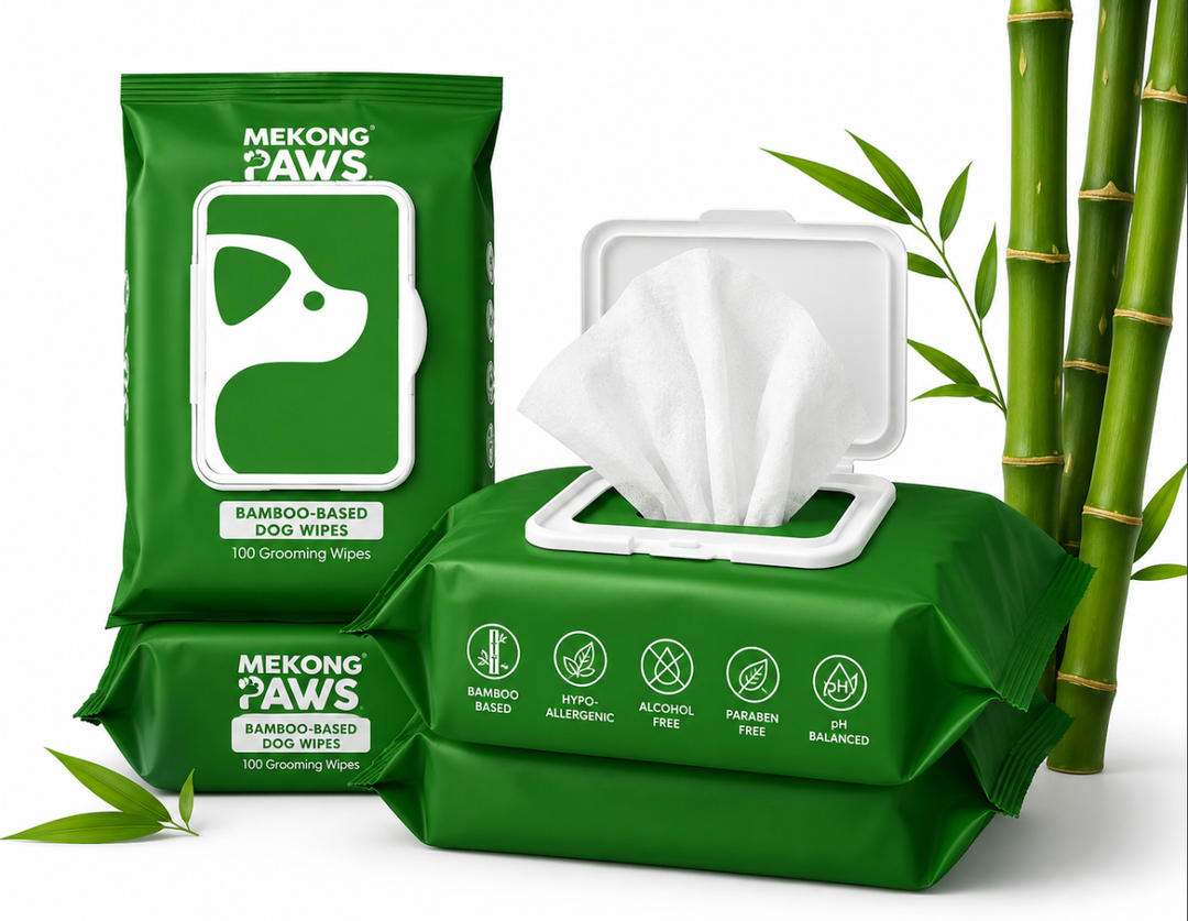 MEKONG PAWS Bamboo -Based Dog Wipes 100 Grooming wipes 3 Pack