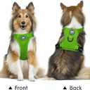 PoyPet Reflective Soft Breathable Mesh Dog Harness Choke-Free Double Padded Vest with Adjustable Neck and Chest(Grass Green,XL)