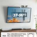 Tilt TV Wall Mount Fits 16-24" Studs, Holds 37-86" TVs up to 132 lbs, Max VESA 600x400mm - by USX STAR
