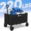 Sekey Wagon Cart with Wheels with 220LBS Capacity,Heavy Duty Wagon Carts Foldable,Lightweight Utility Portable Cart for Grocery, Shopping, Garden, Camping. Black