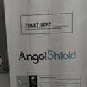 Elongated Toilet Seat Angol Shiold Quiet-Close Molded Wood Toilet Seat with Non-Slip Adjustable Hinges, Anti-Pinch Bumpers, Easy Install & CleanWhite, Elongated 18.5''