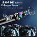 Dual Lens Endoscope Camera with Light Borescope Inspection Camera with 8+1 Adjustable LED Lights 1980P IP68 Waterproof with 16.5ft Semi Rigid Snake Camera for iPhone iPad Android Phone