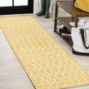 JONATHAN Y Moroccan Geometric Indoor Outdoor Runner Rug 2X10 Yellow/Cream, Ourika Textured Weave for Backyard, Patio, Porch, Easy-Cleaning, High Traffic, Pet-Friendly, Non-Shedding (SMB108G-210)