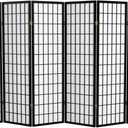 Red Lantern 5 ft. Tall Window Pane Shoji Screen - Black - 6 Panels