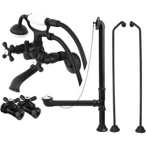 Kingston Brass CCK265MBD Vintage Clawfoot Tub Faucet Package, Matte Black, 25 x 15.75 x 7.31