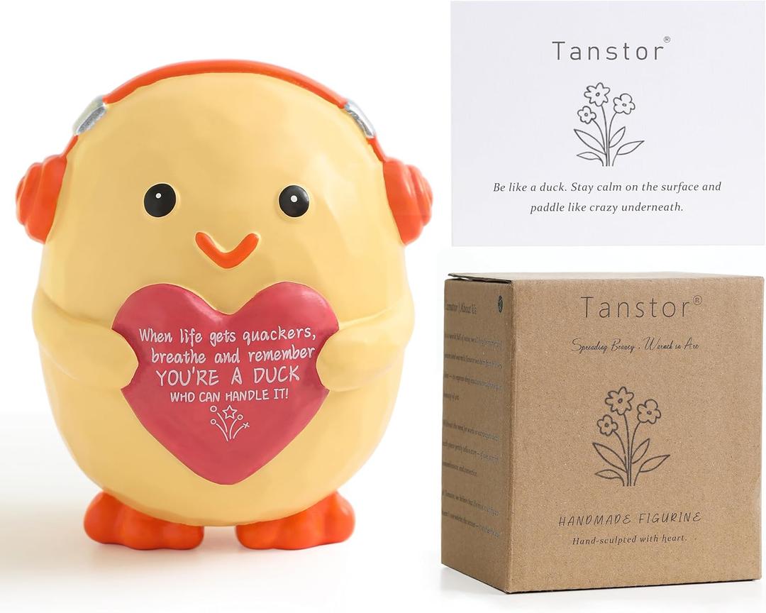 Inspirational Gifts for Women, Emotional Positive Support Resin Duck, Encouragement Gift for Office Desk Decor, Christmas Stocking Stuffers for Family Friend Coworker