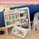 COZPAW Kids Bookshelf and Toy Storage, 4 Tier Toddler Bookshelf with Movable Drawer (White)