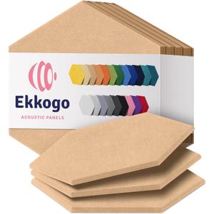 Acoustic Panels 12-Pack Soundproof Wall Panels 12"X10.4"X0.4" Sound Panels High Density Sound Dampening Panels - [Soft Camel Hexagon]