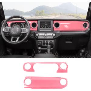 RT-TCZ Center Console Trim Cover Dashboard Control Panel Cover Decorative Interior Accessories for Jeep Wrangler JL JLU & Gladiator JT 2018-2022,Pink