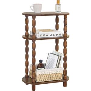 MaxSmeo Small Narrow Side Table, 3-Tier Narrow End Table with Storage, Skinny Side Table Nightstand for Small Space, Bedrooms, Living Room (Rustic Brown)