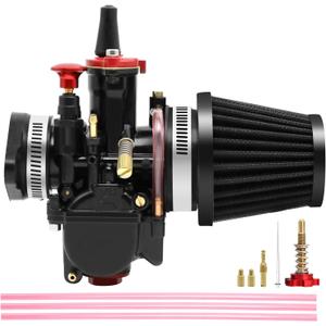 PWK21 Carburetor Kit with Air Filter Intake Manifold Carb Jets,for 2t/4t 50cc-100cc Dirt Bike Motocross Motorcycle Scooter ATV Quad Go Kart (Black, 21mm)