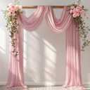 Wedding Arch Draping Fabric, 1 Panel 30" x 20Ft Dusty Rose Sheer Curtain Drapes Extra Wide & Long Backdrop Curtains for Easter Bridal Shower Backdrop Outdoor Party Arches Church Ceremony Decoration