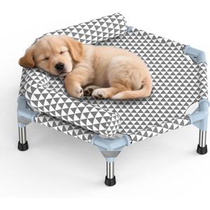 Orthopedic Dog Bed for Small Dogs - Removable Bolsters & Cleanable Cover,Elevated Outdoor Dog Bed,Raised Dogs Bed,Easy to Assemble,Up to 75 lbs,Small