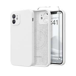 Magnetic for iPhone 12 Case, Compatible with MagSafe, [Full Camera Protection][Screen Protector] Silicone Shockproof Protective Phone Case for iPhone 12 6.1", White