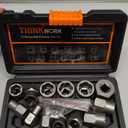 THINKWORK Bolt Extractor Kit, 13+1 Pieces Nut Extractor Socket Set, 3/8" Drive Rounded Bolt Remover, Lug Nut Removal Tool for Damaged, Rusted, Rounded-Off, Stripped Fasteners