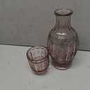 33.8 Oz Carafe Set with Glass Tumbler, Vintage Bedside Glassware for Water or Juice - Unique Antique Pitcher - Beautifully Etched Carafe & Tumbler Duo for Home Decor & Gifting (Pink)