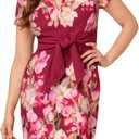  Adrianna Papell Women's Tie Front Stretch Twill Dress, Berry Multi, Size 8 