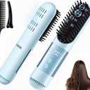 Cordless Hair Straightener Brush with Cool Air, 5-in-1 Portable Ionic Frizz-Free Straightening Brush, Rechargeable Touch Up On-the-Go Brush, MCH Fast Heating, LED Display, Anti-Scald for Women Travel