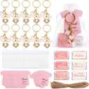 24 Set Baby Shower Party Favors for Girls Pink Footprint Keychains, Baby Shower Favors with Thank You Card White Organza Bags for Birthday Party Supplies (Pink)