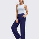 G4Free BareFeel High Stretch Wide Leg Pants for Women Soft Comfy Casual Yoga Pants with Pockets Petite/Regular/Tall (Black, XXL)