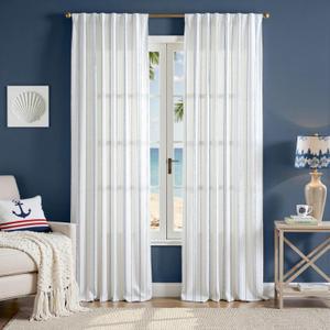 jinchan Blue and White Striped Curtains 96 Inches Long for Living Room Bedroom Blue on White Pinstripe Curtains Privacy Light Filtering Rod Pocket Modern Window Treatments Set 2 Panels