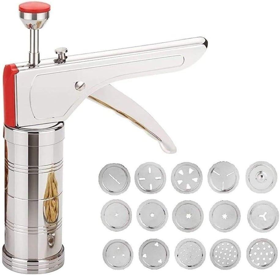 Stainless Steel Kitchen Press Noodles Murukku Manual Sev pasta noodle Maker 15 Blades | Sev Sancha Chakli Machine Indian Snacks Maker | Gathiya Murukulu Janthikulu | Idiyappam Murukku Farsan Sev |