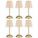 Grinsvalley 6 Pack Woven Table Lamp 12 Inch Portable Cordless Table Lamp Rechargeable Gold Bedside Light with Woven Rattan Shade for Bedroom Living Room Dining