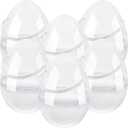 6 Pcs 10 Inch Transparent Easter Eggs with Handles Giant Clear Easter Egg Jumbo Fillable DIY Easter Egg for Easter Hunt Decoration